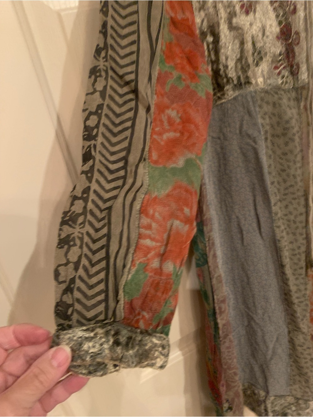 Vintage-Inspired Patchwork Midi Dress in Olive Green - Picture 10 of 11